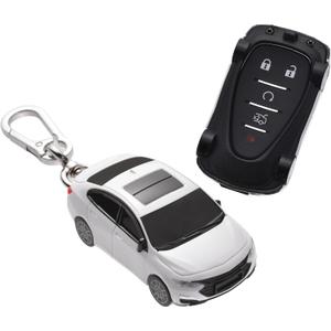 for Chevrolet 2016-2024 Malibu Camaro Trax Traverse Key Fob Cover - White | Compatible with Chevrolet 2016 - 2024 Sonic Cruze Volt Equinox Spark 3/4/5 Buttons Smart Remote Key