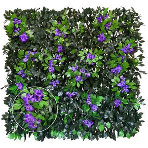Expandable Privacy Screen with Artificial Flower for Balcony Patio Fence Greenery Privacy Fence Outdoor Leafy Purple Flowers 1pcs