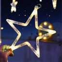 Moon and Stars Decor Curtain Lights, 11.5ft String Lights for Bedroom, Christmas, Ramadan Decor, Indoor LED Fairy Twinkle Light, Battery Operated or USB Plug-in (Warm Yellow)