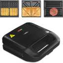 Sunvivi Sandwich Maker Panini Press: Waffle Maker with Removable Plates, 3 in 1 Sandwich Maker Press with Non-Stick Plates, Indicator Lights & Cool Touch Handle, 750W, Black