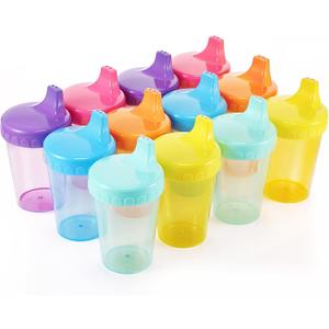 Mifoci 12 Pack 6.7 Oz. Sippy Cups without Stopper for Toddlers 1-3, Non-Spill Training Cups with Lids for Infant Small Baby Reusable Sippy Drinking, Dishwasher Safe, 6 Assorted Color