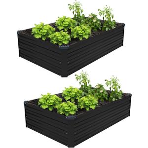 431FT(2PCS) Galvanized Raised Garden Bed Kit Metal Planter Boxes, Large Raised Garden Bed for Planting Vegetables, Flowers, Herbs -Black