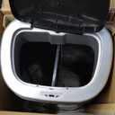 Amazon Basics Automatic Dual Compartment Trash Can with Lid, Hands-Free, Fingerprint Resistant, Odor Control, Stainless Steel, D-Shaped, 80 l, 2 Bins