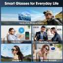 AI Smart Glasses with Camera, 8MP 4K/1080P Video Recording Glasses, Real-Time Translation, AI Voice Assistant & Object Recognition, Open-Ear Audio, Photochromic UV400 Lenses for Travel & Business