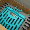SportPet X-Large Hard-Sided Travel Cat Carrier - Cat Carrier with Patented Wide Side-Opening Door, Foldable Portable Pet Carrier for Cats & Small Pets up to 35lbs - Dark Gray/Teal