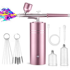 lussmioe 30PSI Airbrush for Nails Cordless Portable Airbrush Kit with Compressor High-Pressure Rechargeable Air Brush Spray Machine with 0.3mm Nozzle for Painting Makeup Model Barber Cookie Cake
