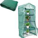 Sfcddtlg 4 Tier Greenhouse Replacement Cover with Roll-Up Zipper Door-PE Plant Greenhouse Cover for Indoor Outdoors Gardening Plants Cold Frost Protection Wind Rain Proof (Frame NOT Include)