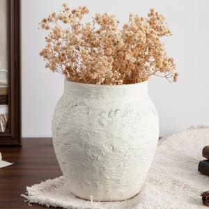 Farmhouse Vase for Home Decor. Rustic,Terracotta, Vintage Flower Vase Suitable for Home Decor, Living Room, Shelf Decor, Dining Table Decor.
