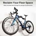 Bike Wall Mount - Horizontal Wall Hanger, Adjustable Design for Road, Mountain and Hybrid Bikes up to 48.5 lbs - Space-Saving Bike Rack for Garage or Apartment - Sturdy Indoor Bicycle Storage
