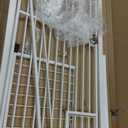 78.8" Extra Tall Cat Gate, 28.3-33" Wide Dog Door, Pressure Mounted Easy Walk Through Safety Metal Pet Gate for Doorway, No Drilling Cat Proof Gate (White)