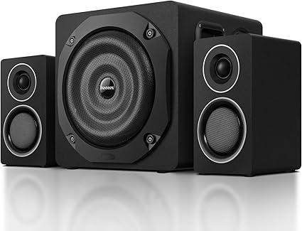 Computer Gaming Speaker System with Subwoofer, PC Desktop Monitor Surround Sound, Two Satellite with Midrange and Treble, Full Range Coverage, Support Optical/Coaxial/3.5 to RCA/Wireless Connection