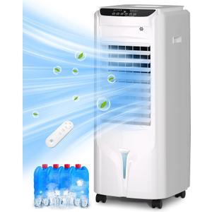 Uthfy 3 IN 1 Swamp Cooler Air Conditioner, 32" Portable AC with 4.2 Gal Water Tank, 4 Ice Packs, Remote, 4 Mode, 3 Speed, 120 Oscillation, 12 H Timer, Evaporative Air Cooler for Indoor Room, Bedroom