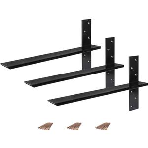 (3-Pack) Free Hanging T Shelf Bracket, Solid Heavy Duty Steel Knee Wall Hidden Granite Countertop Support Floating Bracket Hardware, Universal ,3 Count,16 Inch , DIY Projects , Screws Included
