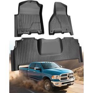 Car Floor Mats for Dodge Ram Mega Cab Only: 2010-2018 All-Weather Truck Accessories for 4th Ram Mega Cab 2500/3500 HD Liners, Front & Rear Waterproof Anti-Slip Full Set Truck Mats