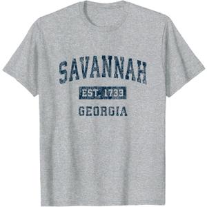 Savannah Georgia GA Vintage Sports Design Navy Print T-Shirt 3XL