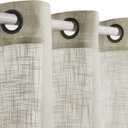 VOILYBIRD Palma Sheer Curtains for Living Room 84 Inch Length Light Filtering Draperies for Bedroom Bronze Grommet Set of 2 Panels (52''W x 84''L, Beige)