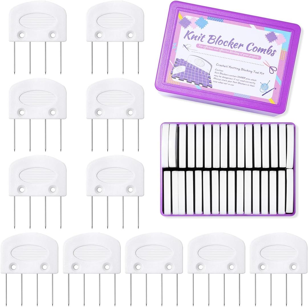 32 Pcs Blocking Combs, Knit Blockers Combs for Blocking, Blocking Pins for Knitting, Knit Blocking Combs for Blocking Knitting, Crochet Sewing Lace or Needlework Projects Tools Device
