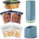 FoodSaver Mini Handheld Vacuum Sealer Machine with Marinate Setting & Charging Dock, Cordless Food Vacuum Sealer for Freezer, Storage, Sous Vide, Meal Prep, Blue