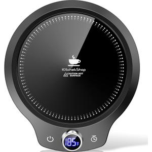 Fast Heating Mug Warmer - 4 Temp Settings & 1-12H Timer, Coffee Cup Warmer Plate for Desk Auto Shut Off, Ideal Beverage Warmer Gift for Coffee, Tea, Milk (Black)