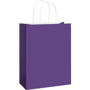REMTAP Gift Paper Bags 84.510.5 50Pcs Kraft Bags with Handles Bulk Gift Bag for Wedding Party Craft Retail Packaging, Shopping, Party Favor, Retail Bag (Purple-M-50pcs, 8 * 4.5 * 10.5)