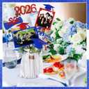 Qinyoung 2026 Graduation Decorations 30 Pcs Glittering Graduation Centerpiece for Tables Sticks Class of 2026 Grad Photo Centerpiece Party Decoration for Table Toppers(Blue Red)