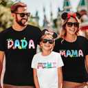 Dad Shirt Mom Shirt Comic Film Tee Women Family 2025 Matching Shirts Adventure Trip Clothes Summer Travel Tops (Black, M)