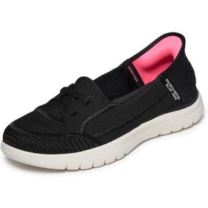 Skechers Women's On-the-GO Flex - Top Notch Slip-In Sneakers (11, Black/White)