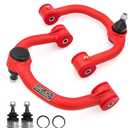 Front Upper Control Arms for 2-4" Lift 2004-2020 Ford F150, Tubular Control Arms Replacement OEM Factory Arms, PU Bushing, 2 Replacement Ball Joints, Wrinkle Red