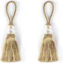 2 Pack Gold Tassels with Loops, Door Knob Tassel Large Handmade Tassel Craft, DIY Accessories for Home Decoration (Gold, 2)