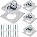 Covzoe 4 Pack Recessed D-Ring Tie Down Anchor Kit, 6000 Lbs Capacity Heavy Duty Trailer Floor Tie Downs, High Strength Surface Mount Hooks for Deliveries Cargo Truck Flatbed Pickup