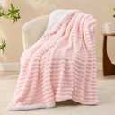 INFIIXSO Sherpa Throw Blanket for Couch - Super Soft & Warm Striped Fleece Blanket, Cozy Plush Fluffy Blanket All Season Use (Pink, 50x60 Inches)