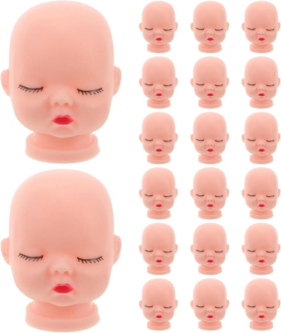 Jojofuny 20pcs Vinyl Doll Heads for Crafts 1/6 Doll Repainting Practice Makeup DIY Baby Mannequin Heads for Baby Shower