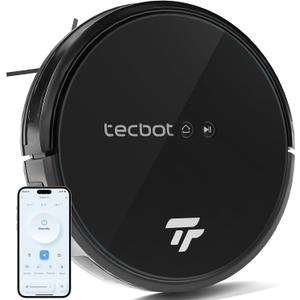 TECBOT S1 Robot Vacuum Cleaner Slim 120Mins Runtime 2-in-1 Robot Sweeping or Mopping Self-Charging WiFi&App&Remote Control Robotic Vacuum Cleaner for Home Pet Hair Hard Floors, Black