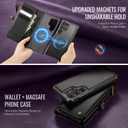 Defencase for Samsung Galaxy S24 Ultra Magnetic Wallet Case Compatible with Magsafe with RFID Blocking Zipper & Card Holder Women, PU Leather Detachable Phone Case for Galaxy S24 Ultra 6.8", Black