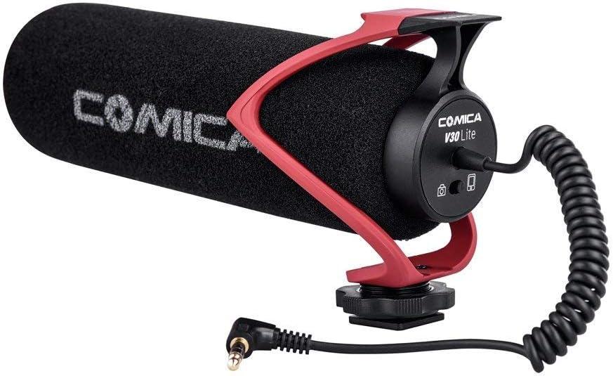 Comica CVM-V30 LITE Video Microphone,Super-Cardioid Condenser On-Camera Shotgun Microphone for Canon Nikon Sony Panasonic DSLR Cameras,Mic for iPhone Android Smartphone with 3.5mm Jack(Red)