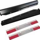 Black Straight Spring Loaded Mud Flap Hangers Brackets Mudflap Holders Mounts Set 1-1/8" Bolt Spacing 30" Length with Aluminum Reflective Tapes fit for Semi Trucks Trailers, 2 pcs