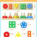 Tonberless Montessori Toys for 1 2 3 Year Old Boy Girl, Toys for Ages 2-4 Toddlers Kids Baby, 1 2 Year Old Boy Girl Birthday Gifts, Wooden Learning Puzzles Shape Sorter Toys for Toddlers 1-3