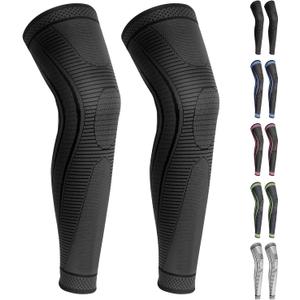 2 Pack Full Leg Compression Sleeves for Men And Women Long Knee Brace Support for Basketball, Running, Workout, Cycling, Sport XXL