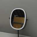 9'' Lighted Makeup Mirror with 1x/7x Magnification, Height Adjustable Vanity Mirror, 3 Color Lights Lighted Makeup Mirror with Magnification, Rechargeable 360 Swivel Double Sided Mirror, Black (16"L x 8.5"W, Black-oval)