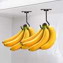 3 x JINIHFW Banana Hook Hanger,Under Cabinet Banana Hook Foldable