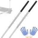 2 Pcs Winding Bars for Garage Door Torsion Spring with Non-Slip Rubber Handle, Zinc Steel Winding Rods Garage Door Hardware for Adjusting or Replacing Garage Door Tension Springs, Black