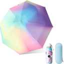 YumSur Mini Travel Sun & Rain Umbrella, Small UV Compact Folding Umbrella with Case 8 Ribs Anti-UV Lightweight Umbrella