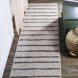 JONATHAN Y Berber Stripe Indoor Outdoor Runner Rug 2X8 Beige/Brown, Colonia for Backyard, Patio, Porch, Easy-Cleaning, High Traffic, Pet-Friendly, Non-Shedding (SMB125A-28)
