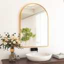 HARRITPURE 24"x36" Arched Bathroom Mirror - Wall Mounted Mirror - Gold Arch Mirror - Aluminum Alloy Frame Bathroom Mirror Living Room, Bedroom, Bathroom and Entryway (36"L x 24"W)