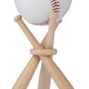 Honoson Baseball Stand Holders Balls Display Bat Wooden Stand Holder Display Centerpieces Tables for Baseball Sports Lover (4 Pack)