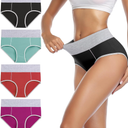 wirarpa Women's Cotton Underwear High Waist Breathable Briefs Soft Underpants Ladies Stretch Panties 4 Pack M