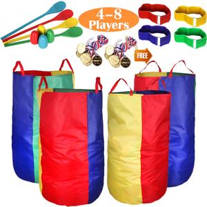 CWLAKON Outdoor Games, Potato Sack Race Bags for Kids Adults, Egg Spoon Relay Race, 3 Legged Race Bands, Birthday Party, Field Day Family Reunion Carnival Outside Yard Lawn Easter Fall Festival Games (Pack of 24)