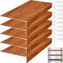 Hoolerry 5 Pcs 32 x 12 Inch Foamed PVC Wire Rack Covers for Removable Closet Decoration(Not Wood) Don't Bear Too Much Weight Pantry Shelves Covers for Bathroom Kitchen Shelving(Dark Wood Color)