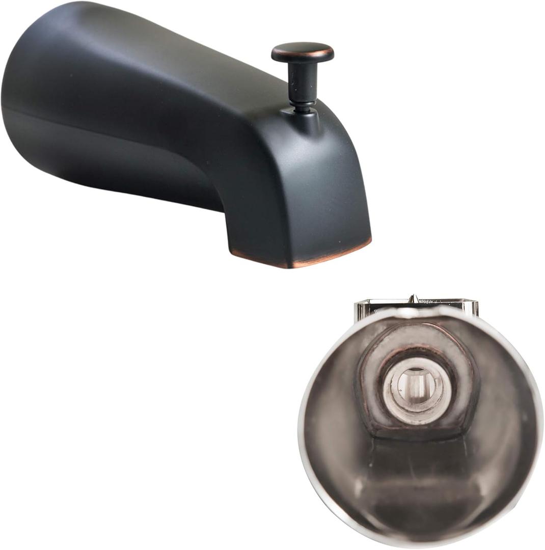SENTO Oil Bronze Universal Bathroom Tub Spout with Diverter, Durable Heavy Duty Metal Bathtub Faucet with Shower Diverter - 4 Inches 1/2" IPS Inside Thread, Oil-Rubbed Bronze SENTO Oil Bronze Universal Bathroom Tub Spout with Diverter, Durable Heavy Duty Metal Bathtub Faucet with Shower Diverter - 4 Inches 1/2" IPS Inside Thread, Oil-Rubbed Bronze