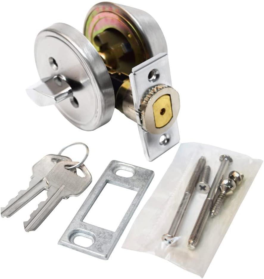 Valterra L32CS3108 1" Throw Single Cylinder Deadbolt View Pack, Silver